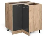 Vicco Eckunterschrank, Schwarz Hochglanz, Honigeiche, Holzwerkstoff, 1 F&auml;cher,