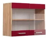 Vicco K&uuml;chenglasschrank, Rot, Honigeiche, Holzwerkstoff, 1 F&auml;cher, Rechteckig,