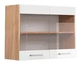 Vicco K&uuml;chenglasschrank, Wei&szlig; Hochglanz, Honigeiche, Holzwerkstoff, 1 F&auml;cher,