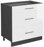 Vicco K&uuml;chenunterschrank, Wei&szlig; Hochglanz, Anthrazit, Holzwerkstoff, 3...