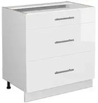 Vicco K&uuml;chenunterschrank, Wei&szlig; Hochglanz, Wei&szlig;, Holzwerkstoff, 3 F&auml;cher, 3