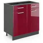 Vicco K&uuml;chenunterschrank, Rot, Anthrazit, Holzwerkstoff, 1 F&auml;cher, 2...