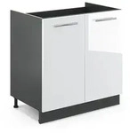 Vicco Sp&uuml;lenunterschrank, Wei&szlig; Hochglanz, Anthrazit, Holzwerkstoff, 1 F&auml;cher,