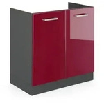 Vicco Sp&uuml;lenunterschrank, Rot, Anthrazit, Holzwerkstoff, 1 F&auml;cher, Rechteckig,
