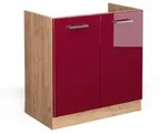 Vicco Sp&uuml;lenunterschrank, Rot, Honigeiche, Holzwerkstoff, 1 F&auml;cher,...