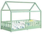 Juskys Kinderbett, Mintgr&uuml;n, Holz, 90x200 cm, Kinder- & Jugendzimmer, Kinderm&ouml;bel,