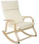 tectake Schaukelstuhl, Beige, Holz, 65x100x94 cm, Wohnzimmer, Sessel,...