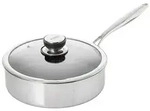 HENSSLERS Edelstahl- Schmorpfanne &Oslash; 26cm inkl. Glasdeckel Wabenstruktur