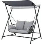 Leco Hollywoodschaukel mit Sonnendach "Marie",anthrazit / lichtgrau,171 x 130 x 173