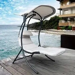 Leco Garten Schaukelliege mit Sonnendach "Dream Chair 2.0",lichtgrau,110 x 183 x 200