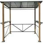 Leco Aluminium Luxus-Grillpavillon in Holzoptik,anthrazit-grautransparent,2,35...