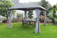 Leco 4715160114, Leco Garten-Pavillon "Milena" mit Seitenvorh&auml;ngen, grau, 330 x 330
