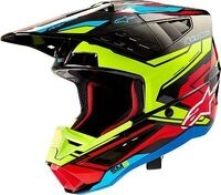 Alpinestars S-M5 Action 2, Motocrosshelm - Schwarz/Neon-Gelb/Rot/Blau - M