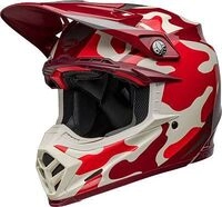 Bell Moto-9S Flex Ferrandis M&eacute;chant, Motocrosshelm - Dunkelrot/Rot/Beige/Silber - S