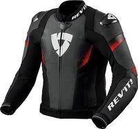 Revit Control, Leder-/Textiljacke - Schwarz/Neon-Rot - 46