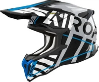 Airoh STB18, Airoh Strycker Brave, Motocrosshelm - Grau/Schwarz/Blau - M
