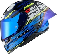 Nexx 28913-M-345, Nexx X.R3R Glitch Racer, Integralhelm - Schwarz/Blau/Neon-Gr&uuml;n - M