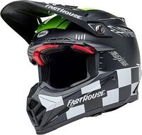 Bell Moto-9S Flex Fasthouse Smoke Bomb, Motocrosshelm - Matt Schwarz/Wei&szlig;/Neon-Gr&uuml;n