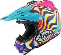Arai MX-V EVO Stream, Motocrosshelm - Neon-Gelb/Neon-Pink/T&uuml;rkis/Wei&szlig; - S
