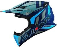 Suomy X-Wing Reel, Motocrosshelm - Matt Dunkelblau/Grau/Neon-Blau - S