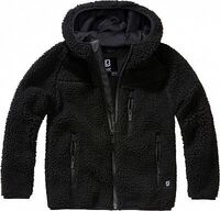 Brandit Teddyfleece, Kapuzenjacke Kinder - Schwarz - 122/128