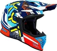 KYT Skyhawk Hyperflow, Motocrosshelm - Matt Blau/Rot/Gelb - XS
