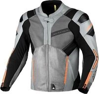 Macna Galvic, Leder-/Meshjacke - Grau/Schwarz/Orange - 48
