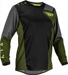Fly Racing Kinetic Jet, Trikot - Schwarz/Oliv/Grau/Neon-Gelb - S