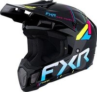 FXR Clutch Comp Rave, Motocrosshelm - Schwarz/Pink/Gelb/Blau - XS