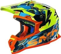 SMK Fulmine, Motocrosshelm - Neon-Gelb/Orange/Blau/Schwarz - XXL