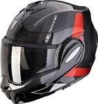 Scorpion EXO-Tech Evo Carbon Cad, Modularhelm - Schwarz/Rot - XXL