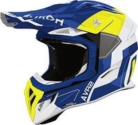 Airoh Aviator Ace 2 Shield, Motocrosshelm - Blau/Wei&szlig;/Neon-Gelb - S