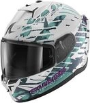 Shark D-Skwal 3 Reptaia, Integralhelm - Wei&szlig;/T&uuml;rkis/Dunkelgr&uuml;n - L