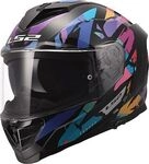 LS2 FF818 Storm III Kaos, Integralhelm - Schwarz/Lila/Orange/Blau - XXS