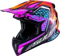 Suomy X-Wing Motley, Motocrosshelm - Schwarz/Orange/Pink/Hellblau - M