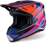 Alpinestars S-M7 Fuse, Motocrosshelm - Schwarz/Lila/Pink/Blau - M