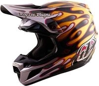 Troy Lee Designs SE5 Carbon Overspray, Motocrosshelm - Schwarz/Gold/Rot/Wei&szlig; - S