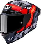 KYT R1R Carbon Accelerator, Integralhelm - Dunkelgrau/Rot/Hellgrau - XS