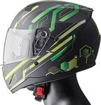 GMS-Moto Hexago Graphic, Integralhelm - Matt Schwarz/Gr&uuml;n - XS