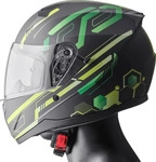 GMS-Moto ZG12501-M77-XS, GMS-Moto Hexago Graphic, Integralhelm - Matt Schwarz/Gr&uuml;n -
