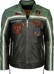 Top Gun Racing, Lederjacke - Schwarz/Gr&uuml;n/Beige - S