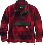 Carhartt Relaxed Fit Plaid, Fleece-Pullover - Dunkelrot/Rot - S
