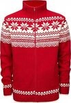 Brandit Norweger, Strickjacke - Rot/Wei&szlig; - S
