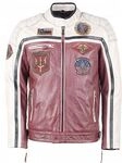 Top Gun Racing, Lederjacke - Dunkelrot/Beige/Schwarz - S