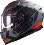 LS2 FF811 Vector II Splitter, Integralhelm - Matt Schwarz/Grau/Rot - XS
