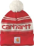 Carhartt Pom-Pom Logo, M&uuml;tze - Rot/Wei&szlig; (R72) - Einheitsgr&ouml;&szlig;e