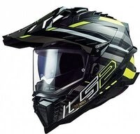 LS2 MX701 Explorer Carbon Edge, Endurohelm - Schwarz/Neon-Gelb/Grau - M