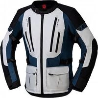 IXS Lennik-ST, Textiljacke wasserdicht - Hellgrau/Blau/Schwarz - 4XL