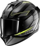 Shark D-Skwal 3 Sizler, Integralhelm - Grau/Schwarz/Neon-Gelb - XS