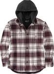 Carhartt Flannel-Fleece, Kapuzen-Hemd/Jacke - Beige/Dunkelrot (W03) - XL